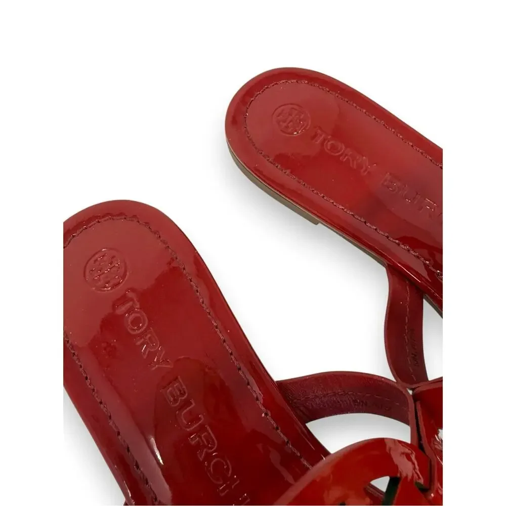 Tory Burch Patent Leather Miller Sandal Deep Red 9 Women’s